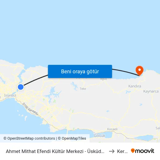 Ahmet Mithat Efendi Kültür Merkezi - Üsküdar Yönü to Kerpe map