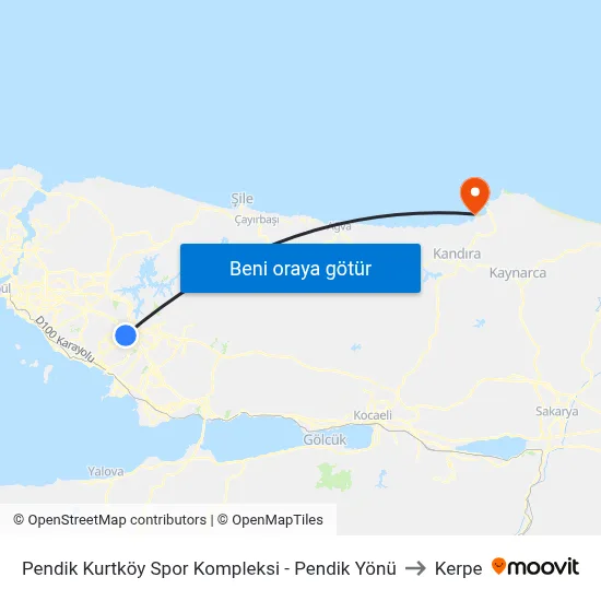 Pendik Kurtköy Spor Kompleksi - Pendik Yönü to Kerpe map