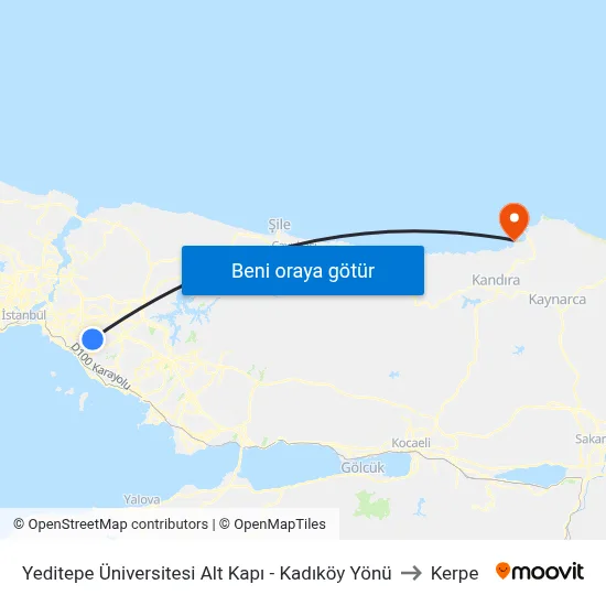 Yeditepe Üniversitesi Alt Kapı - Kadıköy Yönü to Kerpe map