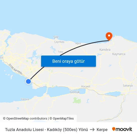 Tuzla Anadolu Lisesi - Kadıköy (500es) Yönü to Kerpe map