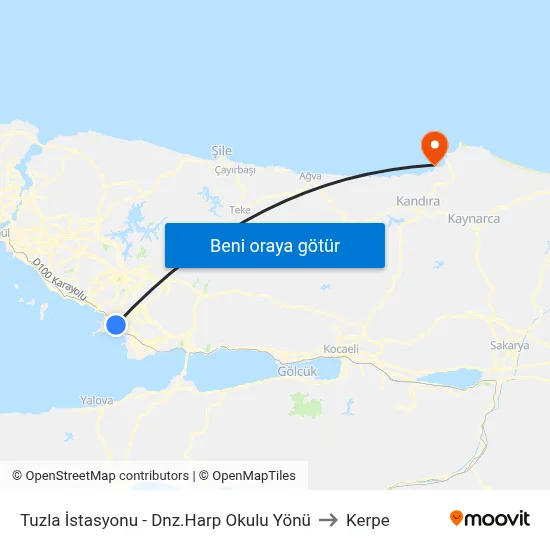 Tuzla İstasyonu - Dnz.Harp Okulu Yönü to Kerpe map