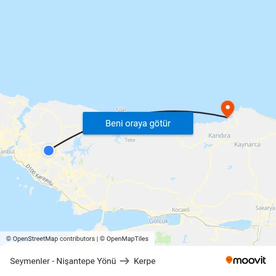 Seymenler - Nişantepe Yönü to Kerpe map