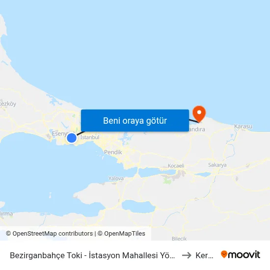 Bezirganbahçe Toki - İstasyon Mahallesi Yönü to Kerpe map