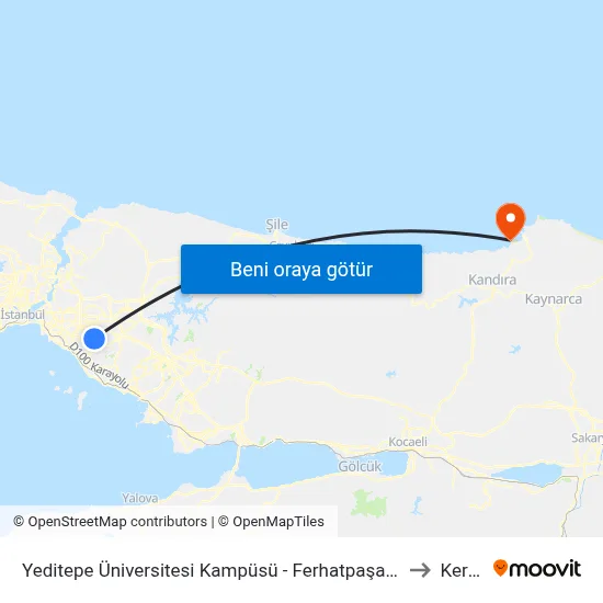 Yeditepe Üniversitesi Kampüsü - Ferhatpaşa Yönü to Kerpe map