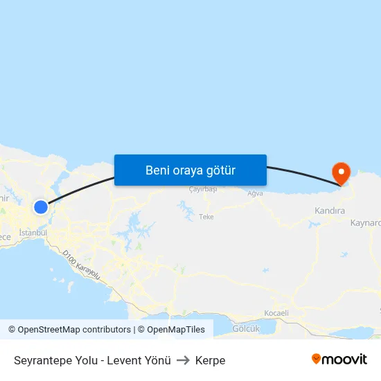 Seyrantepe Yolu - Levent Yönü to Kerpe map