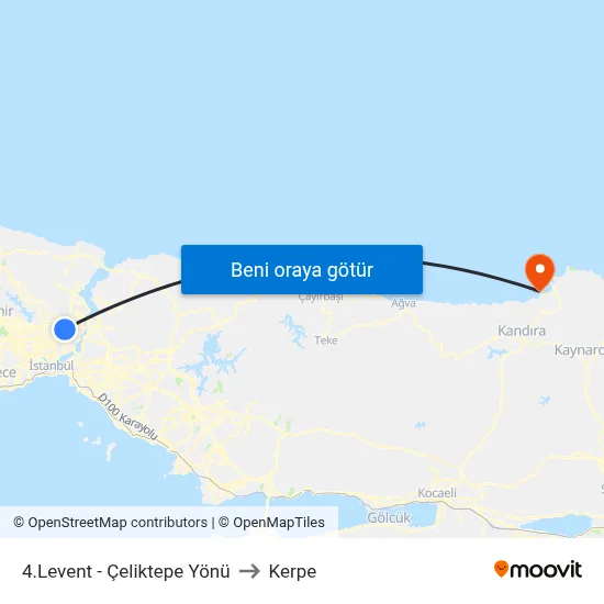 4.Levent - Çeliktepe Yönü to Kerpe map