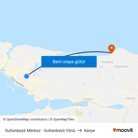 Sultanbeyli Merkez - Sultanbeyli Yönü to Kerpe map