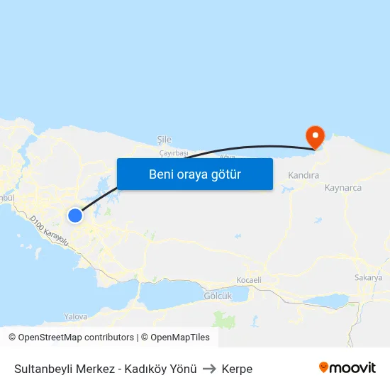 Sultanbeyli Merkez - Kadıköy Yönü to Kerpe map