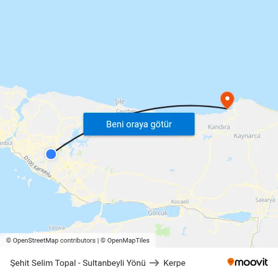 Şehit Selim Topal - Sultanbeyli Yönü to Kerpe map