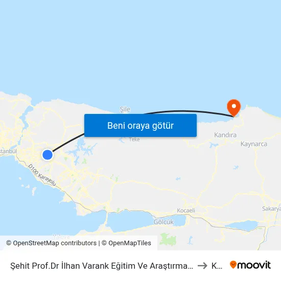 Şehit Prof.Dr İlhan Varank Eğitim Ve Araştırma Hastanesi - Ümraniye Yönü to Kerpe map