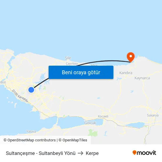 Sultançeşme - Sultanbeyli Yönü to Kerpe map
