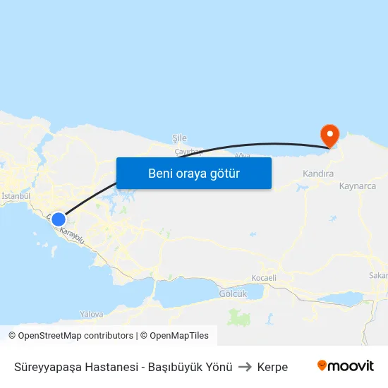 Süreyyapaşa Hastanesi - Başıbüyük Yönü to Kerpe map