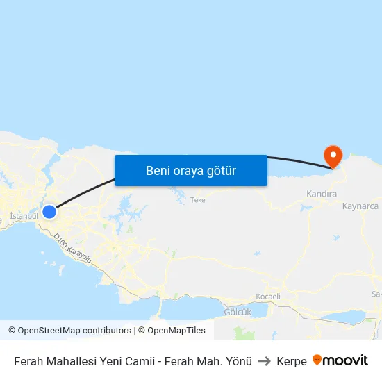 Ferah Mahallesi Yeni Camii - Ferah Mah. Yönü to Kerpe map