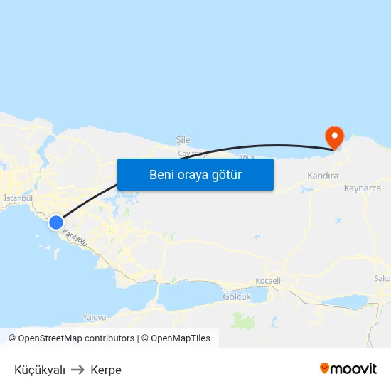 Küçükyalı to Kerpe map