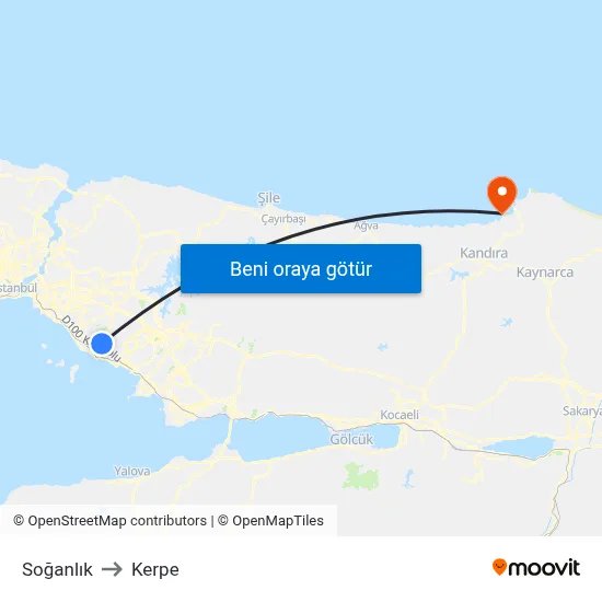 Soğanlık to Kerpe map