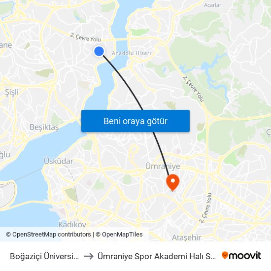 Boğaziçi Üniversitesi to Ümraniye Spor Akademi Halı Sahası map