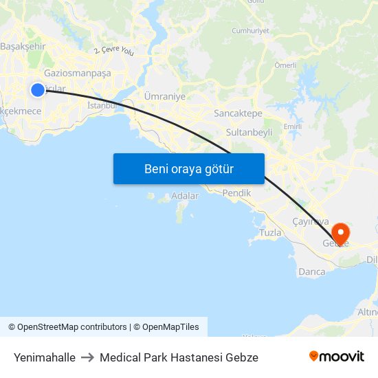 Yenimahalle to Medical Park Hastanesi Gebze map