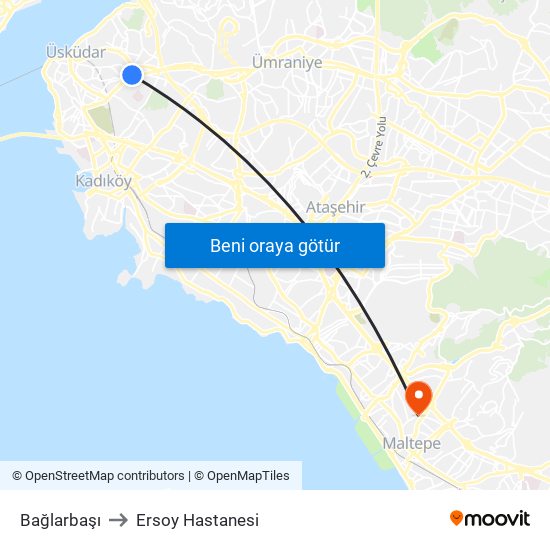 Bağlarbaşı to Ersoy Hastanesi map