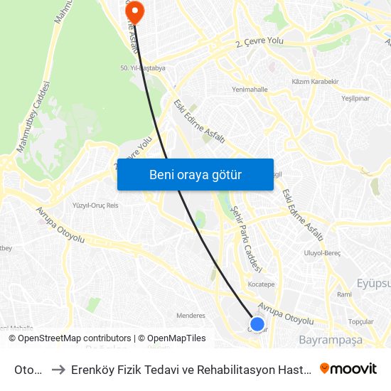 Otogar to Erenköy Fizik Tedavi ve Rehabilitasyon Hastanesi-ACİL map