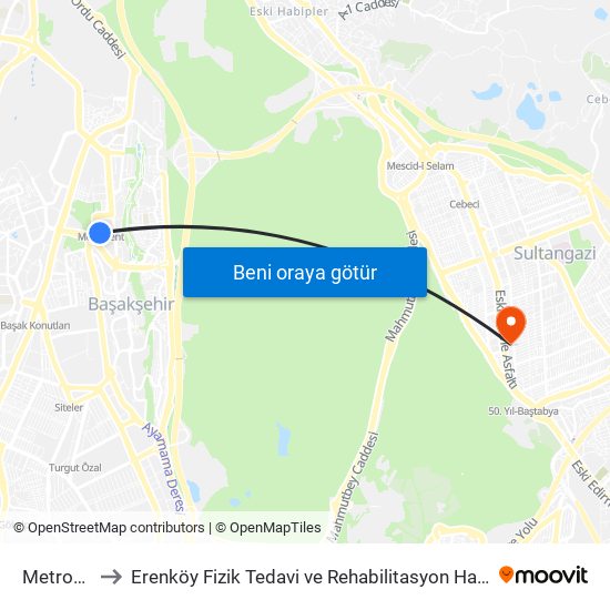 Metrokent to Erenköy Fizik Tedavi ve Rehabilitasyon Hastanesi-ACİL map