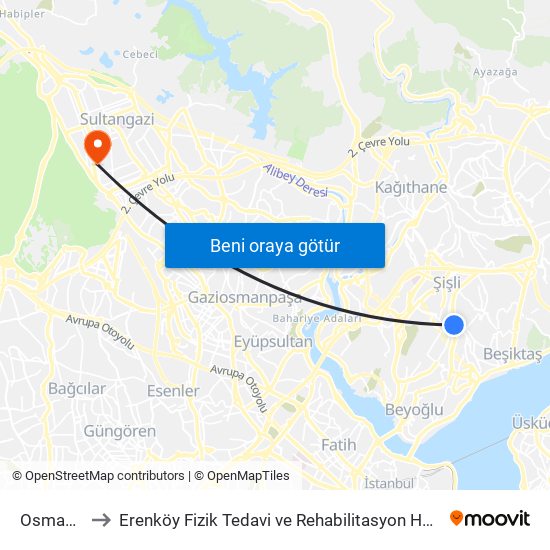 Osmanbey to Erenköy Fizik Tedavi ve Rehabilitasyon Hastanesi-ACİL map