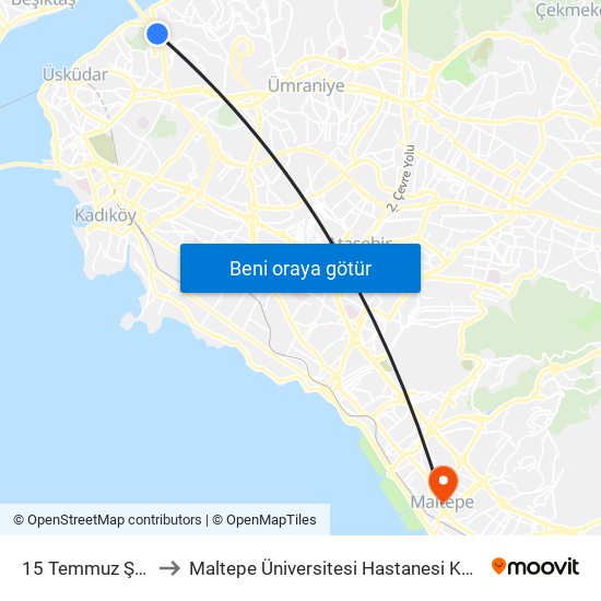 15 Temmuz Şehitler Köprüsü to Maltepe Üniversitesi Hastanesi Kadın Doğum ve Tüp Bebek Kliniği map