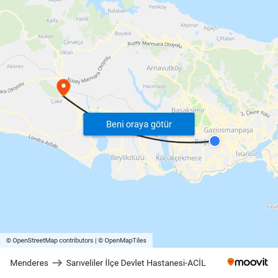 Menderes to Sarıveliler İlçe Devlet Hastanesi-ACİL map