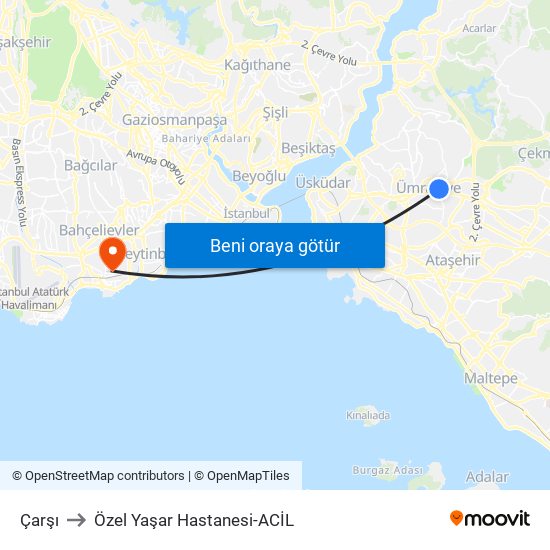 Çarşı to Özel Yaşar Hastanesi-ACİL map