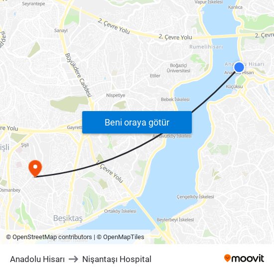 Anadolu Hisarı to Nişantaşı Hospital map