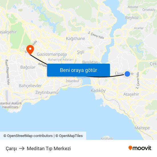 Çarşı to Meditan Tıp Merkezi map