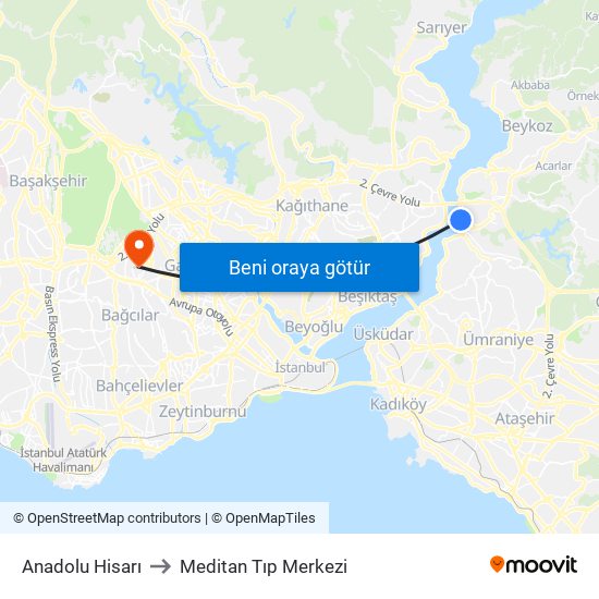 Anadolu Hisarı to Meditan Tıp Merkezi map