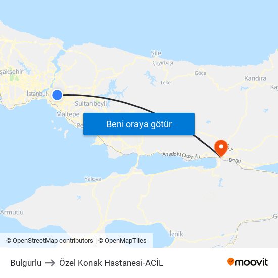 Bulgurlu to Özel Konak Hastanesi-ACİL map