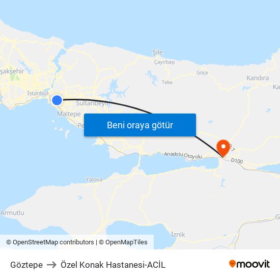 Göztepe to Özel Konak Hastanesi-ACİL map