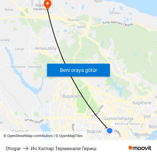 Otogar to Ич Хатлар Терминали Гириш map