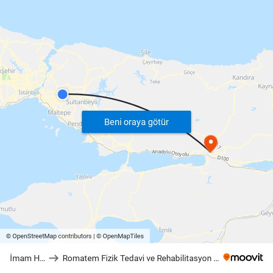 İmam Hatip Lisesi to Romatem Fizik Tedavi ve Rehabilitasyon Hastanesi (Romatem Fizik Tedavi Hast.) map