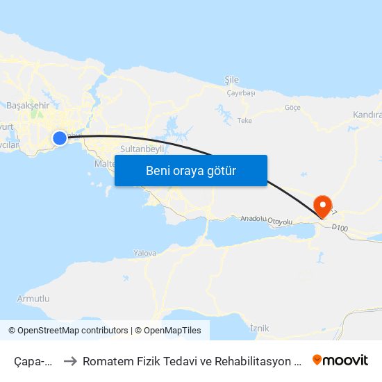 Çapa-Şehremini to Romatem Fizik Tedavi ve Rehabilitasyon Hastanesi (Romatem Fizik Tedavi Hast.) map