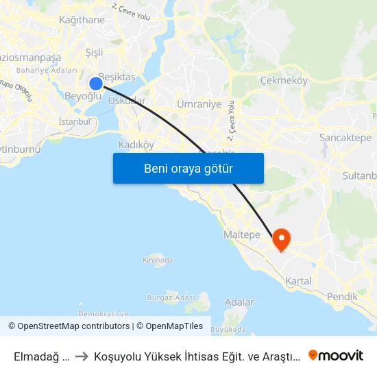 Elmadağ - Taksim Yönü to Koşuyolu Yüksek İhtisas Eğit. ve Araştırma Hastanesi (Yüksek İhtisas Eğ. & Araş. Hast.) map