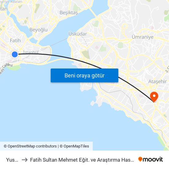 Yusufpaşa to Fatih Sultan Mehmet Eğit. ve Araştırma Hastanesi (Sultan Mehmet Eğ. & Araş. Hast.) map