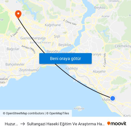 Huzurevi to Sultangazi Haseki Eğitim Ve Araştırma Hastanesi map