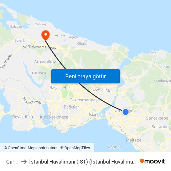 Çarşı to İstanbul Havalimanı (IST) (İstanbul Havalimanı) map