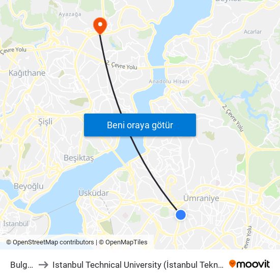 Bulgurlu to Istanbul Technical University (İstanbul Teknik Üniversitesi) map