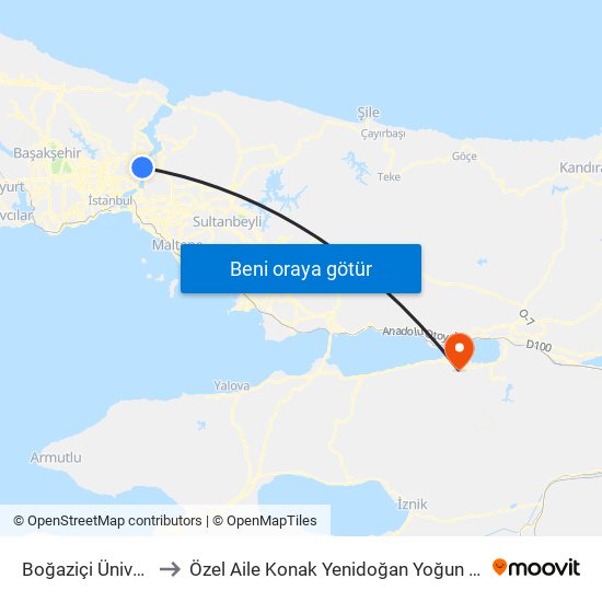 Boğaziçi Üniversitesi to Özel Aile Konak Yenidoğan Yoğun Bakım Ünitesi map