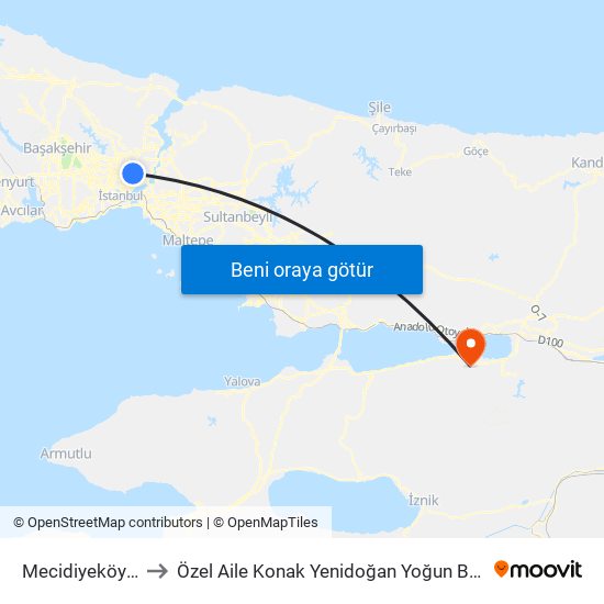 Mecidiyeköy (M7) to Özel Aile Konak Yenidoğan Yoğun Bakım Ünitesi map