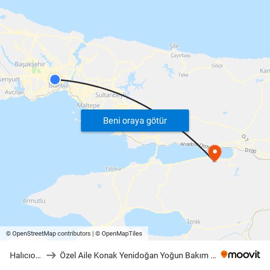 Halıcıoğlu to Özel Aile Konak Yenidoğan Yoğun Bakım Ünitesi map