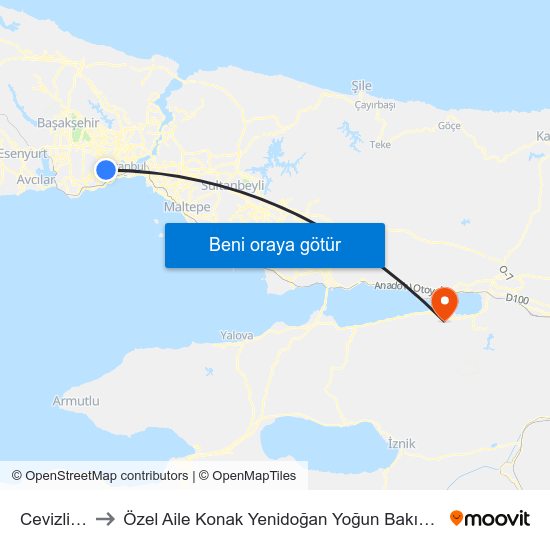 Cevizlibağ to Özel Aile Konak Yenidoğan Yoğun Bakım Ünitesi map