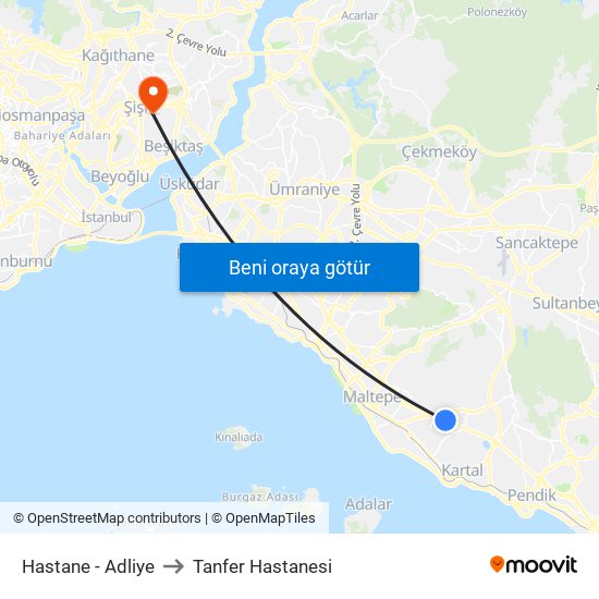 Hastane - Adliye to Tanfer Hastanesi map