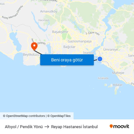 Altıyol / Pendik Yönü to Reyap Hastanesi İstanbul map