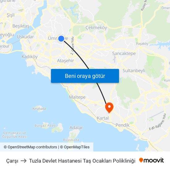 Çarşı to Tuzla Devlet Hastanesi Taş Ocakları Polikliniği map