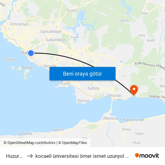 Huzurevi to kocaeli üniversitesi ömer ismet uzunyol myo map