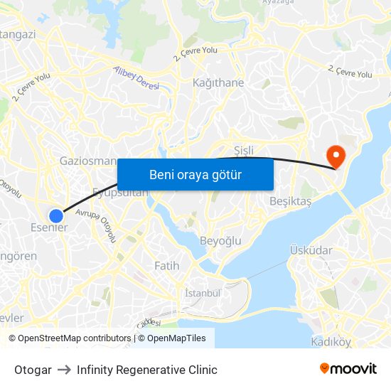 Otogar to Infinity Regenerative Clinic map